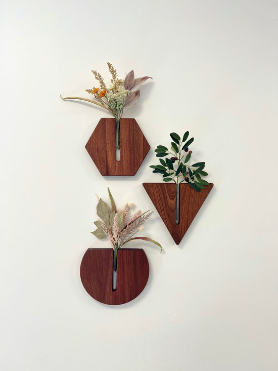 Triangle Wall Vase - Hickory & Mahagony