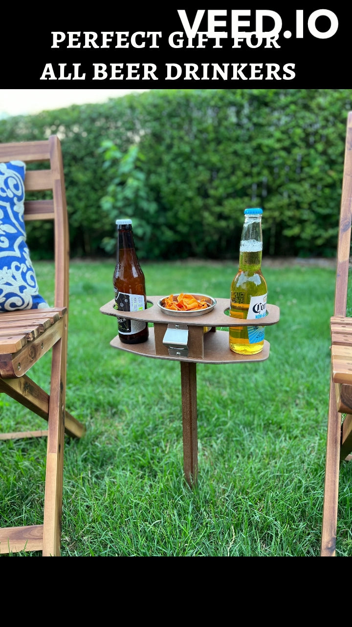 Outdoor Collapsible Beer Table with Snack Bowl & Bottle Opener