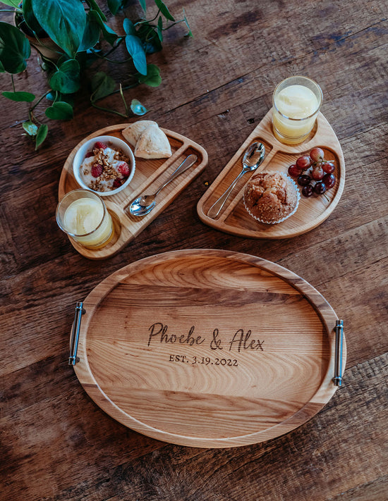 Breakfast For Two Serving Tray - American Hickory