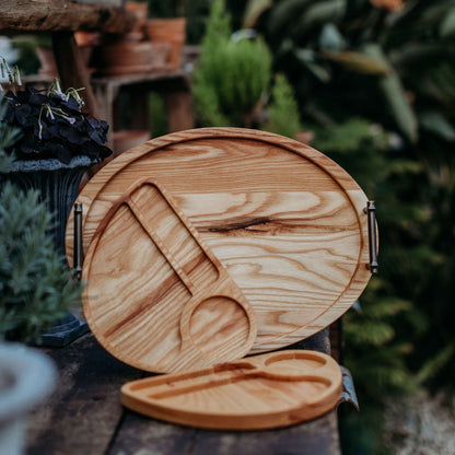 Breakfast For Two Serving Tray - American Hickory